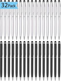img 4 attached to Outus 32 Pieces Stylus Pen Set - 2 in 1 Universal Ballpoint Fine Tip Stylus Metal Pens, Black Ink - for Most Capacitive Touch-Screen Phone Tablet - Black and Silver