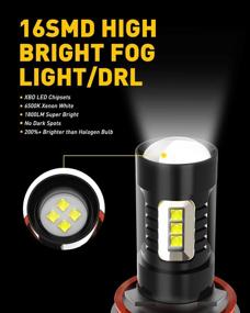 img 3 attached to AUXITO H8 H11 H16 LED Fog Light Bulbs: High Power, 1800 Lumens, 6500K Xenon White - Pack of 2