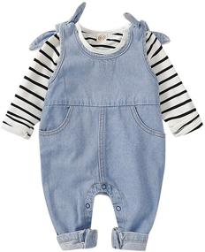 img 4 attached to 👶 Saeaby Toddler Infant Baby Girls Denim Jumpsuit Romper Overalls - Cute Jeans Outfits for Baby Girls