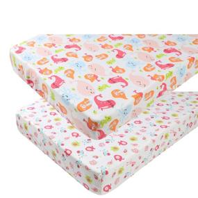 img 4 attached to Knlpruhk Pack n Play Playard Sheet Set: 2 Pack of Ultra Soft and Stretchy 100% Jersey Knit Cotton Fitted Sheets for Baby Girl - Cute Mermaid, Whale, Sea Lion, Elephant Design