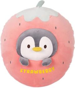 img 4 attached to 🐧 ARELUX 18" Penguin Plush Pillow: Adorable Strawberry Stuffed Animal for Kids - Soft, Huggable, Kawaii Squishy Anime Penguin Plushie - Perfect Gifts for Boys and Girls on Halloween and Christmas