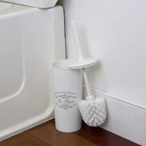 img 1 attached to 🛁 Home Basics Paris Collection 7 Piece Bath Set - White Bathroom Accessories - Includes Toilet Brush, Tumbler, Toothbrush Holder, Soap Holder, Lotion Dispenser, and More!