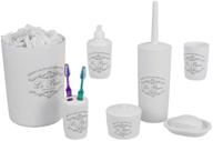🛁 home basics paris collection 7 piece bath set - white bathroom accessories - includes toilet brush, tumbler, toothbrush holder, soap holder, lotion dispenser, and more! logo