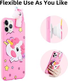 img 1 attached to 🌈 HikerClub Rainbow Horse iPhone 7 Plus/8 Plus Case - Cartoon Protective Cover, Cute Soft TPU Silicone Case with Airbag Stand and Detachable Lanyard for Girls, My Little Pony