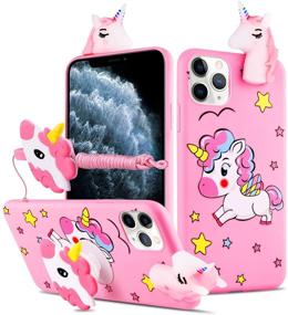 img 4 attached to 🌈 HikerClub Rainbow Horse iPhone 7 Plus/8 Plus Case - Cartoon Protective Cover, Cute Soft TPU Silicone Case with Airbag Stand and Detachable Lanyard for Girls, My Little Pony