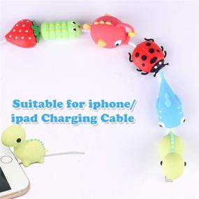 img 1 attached to 🔌 18 шт. Защитители кабеля TUPARKA для iPhone/iPad USB кабеля - пластиковые защитники кабеля в милых дизайнах рыбок и динозавров - защита зарядного кабеля и аксессуар для телефона для защиты USB зарядки.