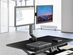 img 1 attached to 🖥️ Monoprice Dual Monitor Low Profile Flat Clamp Mount - Black: Enhance Your Workspace with the Workstream Collection for 27 Inch Screens