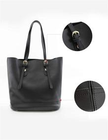 img 3 attached to 👜 Elegant Style Women's Genuine Leather Tote: Spacious Shoulder Bucket Handbag with Large Capacity