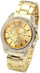 img 4 attached to Exquisite Unisex Gold Fashion Quartz Bracelet Watch with Crystal Accents from Top Plaza