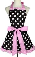 🎀 stylish pink retro kitchen aprons for plus size women with pocket логотип