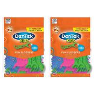 🍉 dentek детские веселые зубные нити дикая фруктовая: 75 штук зубные палочки в упаковке на 2 штуки - восхитительное зубное решение для детей. логотип