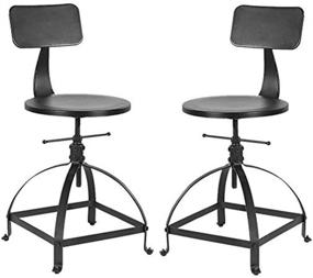 img 1 attached to 🪑 Industrial Bar Stools with Back-Set of 2: Counter Height Adjustable 19-26inch | Kitchen Island Stool | BOKKOLIK Ergonomic Guest Chair