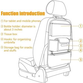 img 1 attached to 🚗 Водонепроницаемый защитник заднего сиденья с карманом для хранения | Органайзеры для автокресел Viaviat | Большие кик-маты из кожи для детей, домашних животных | Внедорожник, грузовик, автомобиль (бежевый, большой карман)