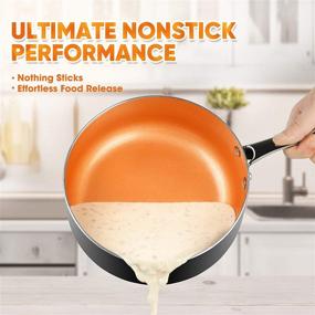 img 3 attached to 🍳 MICHELANGELO 3 Quart Copper Saucepan – Ultra Nonstick Ceramic Coating with Lid, Small Pot for Cooking Sauces and Soups