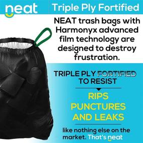img 2 attached to 🗑️ 30 Gallon Drawstring Trash Bags - Neat (25 COUNT) - Triple Ply Fortified, 50% Recycled Material, Eco-Friendly with Odor Neutralizing Technology, Reversible Black and White Garbage Bags