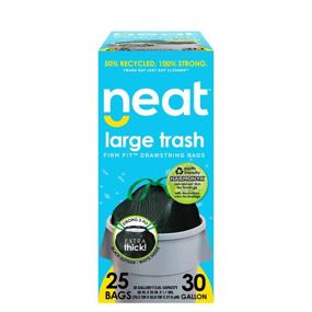 img 4 attached to 🗑️ 30 Gallon Drawstring Trash Bags - Neat (25 COUNT) - Triple Ply Fortified, 50% Recycled Material, Eco-Friendly with Odor Neutralizing Technology, Reversible Black and White Garbage Bags