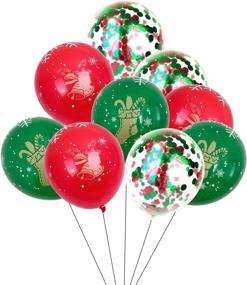 img 1 attached to 🎉 Winter Holiday Seasonal Themed Party Supplies Kit with Happy Birthday Banner, Confetti Latex Balloons, Pom Pom Flowers, Paper Fans