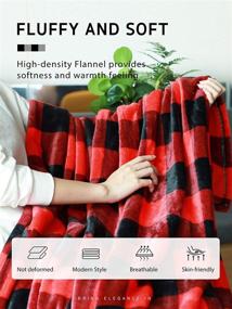 img 2 attached to 🔴 Syntus Buffalo Plaid Throw Blanket, 50x60, Soft Flannel Fleece - Red & Black, for Couch, Bed, Sofa