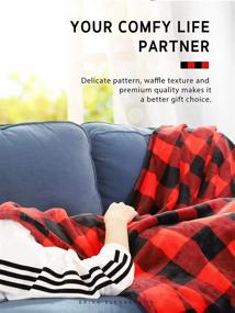 img 1 attached to 🔴 Syntus Buffalo Plaid Throw Blanket, 50x60, Soft Flannel Fleece - Red & Black, for Couch, Bed, Sofa