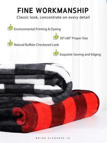 img 3 attached to 🔴 Syntus Buffalo Plaid Throw Blanket, 50x60, Soft Flannel Fleece - Red & Black, for Couch, Bed, Sofa