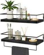 zgo floating shelves for wall set of 2: black metal frame with towel rack - bathroom, bedroom, living room, kitchen, office storage solution logo