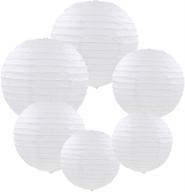 🏮 e-manis pack of six round lanterns for birthday wedding party decorations crafts - white paper lanterns логотип