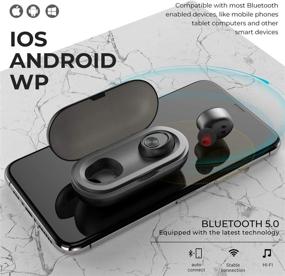 img 3 attached to 🎧 Водонепроницаемые беспроводные наушники Bluetooth стерео с зарядным ящиком - наушники в ухе для спорта с шумоподавлением и микрофоном для iOS Android