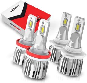 img 4 attached to 💡 LASFIT H11 9005 LED Bulbs Combo Package, H8/H9 HB3 LED Conversion Kit Cool White 6000K, LCplus Upgrade Mini Size Super Bright, Pack of 4