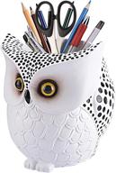 🦉 lyasi owl pen holder: stylish desk organizer and luxury gift for exquisite handicraft enthusiasts (white:owl) логотип