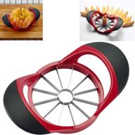 🍎 hengke apple slicer corer cutter - 12-blade design, ultra-sharp stainless steel blades &amp; ergonomic plastic handle - multipurpose kitchen tool for french fries, mango slicing, and more! (red) logo