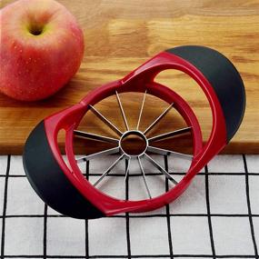 img 2 attached to 🍎 HengKe Apple Slicer Corer Cutter - 12-Blade Design, Ultra-Sharp Stainless Steel Blades &amp; Ergonomic Plastic Handle - Multipurpose Kitchen Tool for French Fries, Mango Slicing, and More! (Red)