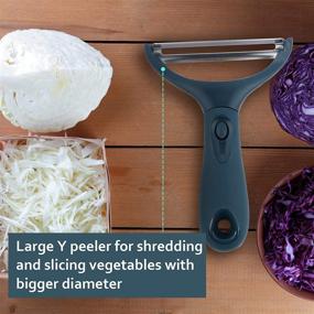 img 1 attached to Blue 3-in-1 Vegetable Peeler: Cabbage, Carrot & Potato Peelers with Cleaning Brush - Multifunctional Stainless Steel Fruit and Cucumber Peeler