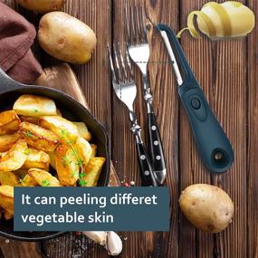 img 2 attached to Blue 3-in-1 Vegetable Peeler: Cabbage, Carrot & Potato Peelers with Cleaning Brush - Multifunctional Stainless Steel Fruit and Cucumber Peeler