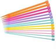 🧶 colorful katech 14 pcs plastic knitting needles: 10-inch long set for sweaters, shawls, scarves, and more logo