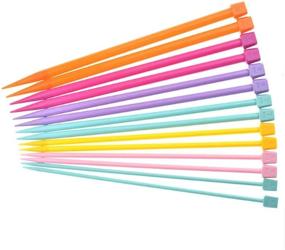 img 4 attached to 🧶 Colorful Katech 14 pcs Plastic Knitting Needles: 10-inch Long Set for Sweaters, Shawls, Scarves, and More