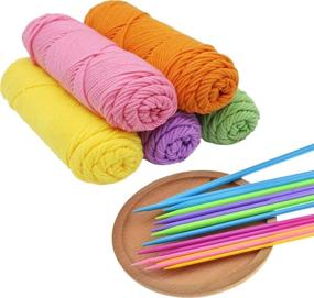 img 1 attached to 🧶 Colorful Katech 14 pcs Plastic Knitting Needles: 10-inch Long Set for Sweaters, Shawls, Scarves, and More