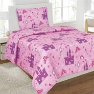 🏰 elegant home princess palace castle pink purple full size sheet set - perfect for girls, kids, and teens - 4 piece printed set with pillowcases - princess palace theme logo