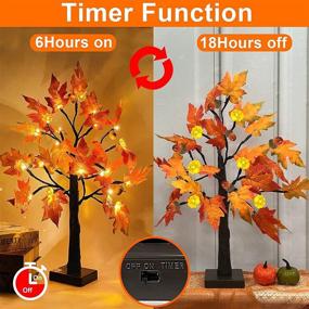 img 3 attached to 🍁 Fall-Inspired TURNMEON 24 Inch LED Maple Tree with Timer: 24 Lights Battery Operated Tabletop Pumpkin Acorn Tree for Autumn Harvest Decorations