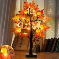 🍁 fall-inspired turnmeon 24 inch led maple tree with timer: 24 lights battery operated tabletop pumpkin acorn tree for autumn harvest decorations логотип