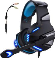micolindun gaming headset: xbox one, ps4, pc | noise cancelling mic, led lights | stereo bass surround | for smartphones, laptops, tablets logo