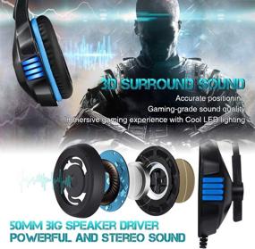 img 3 attached to Micolindun Gaming Headset: Xbox One, PS4, PC | Noise Cancelling Mic, LED Lights | Stereo Bass Surround | For Smartphones, Laptops, Tablets