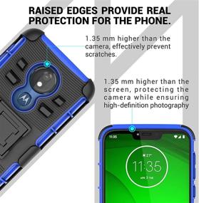 img 3 attached to 📱 Protective Blue Moto G7 Power/Supra Case + Tempered Glass - ChangeJ Holster Belt Clip Armor