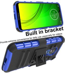 img 1 attached to 📱 Protective Blue Moto G7 Power/Supra Case + Tempered Glass - ChangeJ Holster Belt Clip Armor