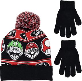 img 1 attached to 🎮 SEO-Optimized Nintendo Super Mario Boys Beanie and Glove Winter Set [4015]