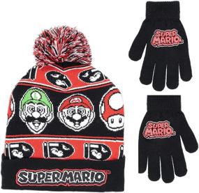 img 3 attached to 🎮 SEO-Optimized Nintendo Super Mario Boys Beanie and Glove Winter Set [4015]