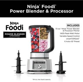 img 2 attached to Ninja Foodi SS201 Power Blender & Processor: 3-in-1 Crushing Blender, 🔥 Dough Mixer, and Food Processor with smartTORQUE Technology - 1400WP, 6 Auto-iQ Presets