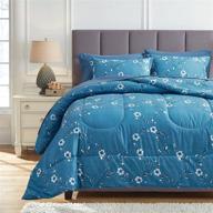 🛏️ kids' twin size flysheep floral bed in a bag set - blue spring flower botanical style, reversible comforter (1 comforter, 1 flat sheet, 1 fitted sheet, 2 pillow shams, 1 pillowcase) logo