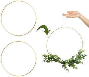 img 2 attached to 🌼 Sntieecr 2 Pack 14 Inch Large Metal Floral Hoop Wreath Macrame Gold Craft Hoop Rings: Perfect for DIY Wedding Decor, Dream Catchers, and Wall Hangings