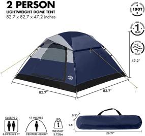 img 3 attached to 🏕️ Versatile and Spacious Pacific Pass 2 Person Family Dome Tent - Ideal for Camping, Backpacking, and Hiking - Includes Removable Rain Fly - Easy Set Up - 82.7 x 82.7 x 47.2 inches - Navy Blue