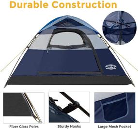 img 2 attached to 🏕️ Versatile and Spacious Pacific Pass 2 Person Family Dome Tent - Ideal for Camping, Backpacking, and Hiking - Includes Removable Rain Fly - Easy Set Up - 82.7 x 82.7 x 47.2 inches - Navy Blue